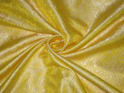 Silk Brocade fabric Lime Yellow &amp; Cream 44" wide BRO120[5]