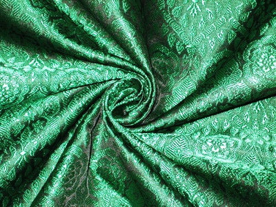 Silk Brocade fabric Black &amp; Green Colour 44" wide BRO134[5]