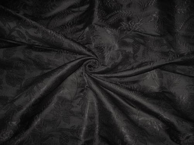 Heavy Pure Silk Brocade Fabric Jet Black colour 36" wide BRO153[4]