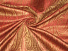 Silk Brocade fabric Brown &amp; Red Colour