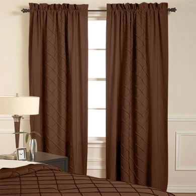Pintuck Window Curtains (2 Panels), Chocolate or black