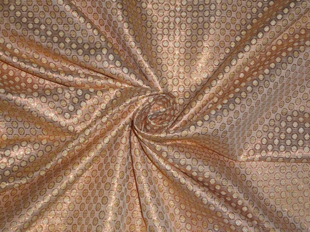 Spun Brocade fabric Beige & Metallic Peach Colour 44&quot; wide BRO361[5]