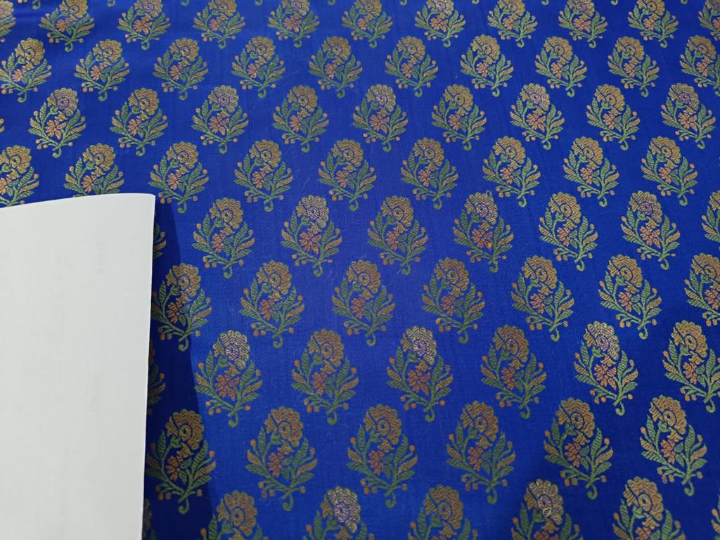 Brocade fabric blue floral color 44" wide BRO849[4]