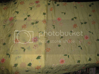 Lime Yellow soft silk crepe fabric with embroidery and sequin
