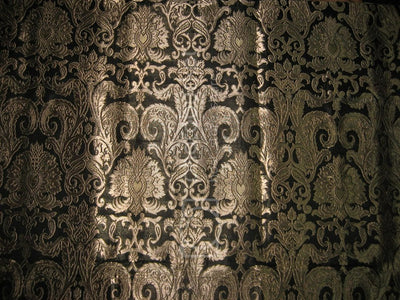 Silk Brocade Fabric Black &amp; Metallic Gold color BRO196[1]