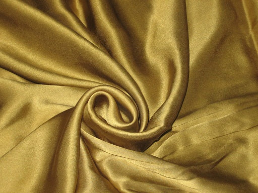 Mustard Olive colour silk satin fabric ~44&quot; width