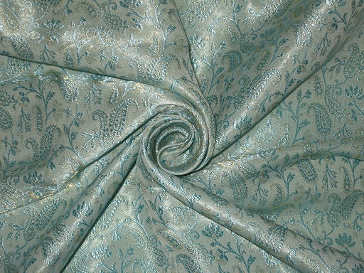 Silk Brocade Fabric Blue 44&quot;BRO197[2]