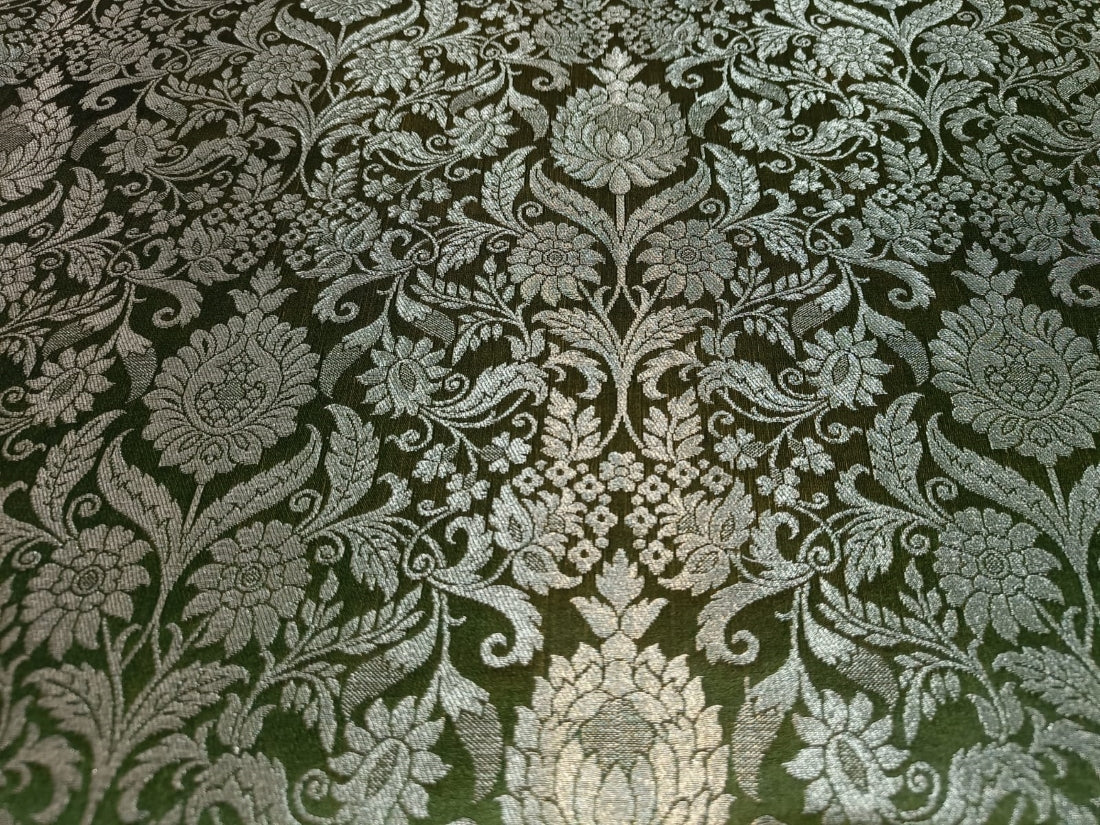 Brocade jacquard fabric 44" wide BRO839 available in three colors dusty green, brick brown, and green x black