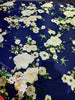 Polyester SATIN luxurious printed FABRIC NAVY floral 58&quot;