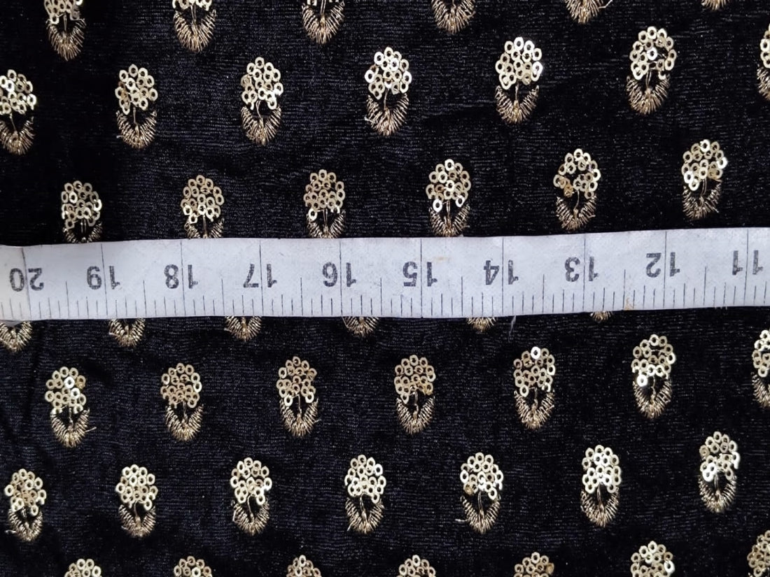 Embroidered black Micro Velvet Fabric ~ 44&quot; wide