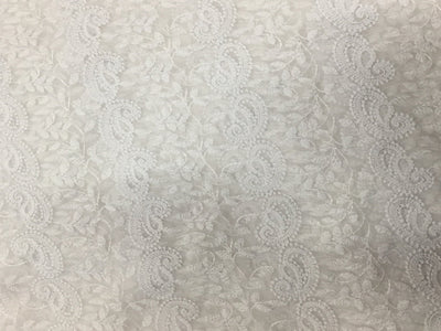 Georgette white sheer embroidered fabric ~ 44&quot; wide