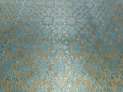 Brocade fabric powder blue and gold color 44" wide BRO849[1]