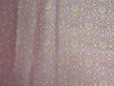 Silk Brocade Fabric pink lavender x green color 44&quot;