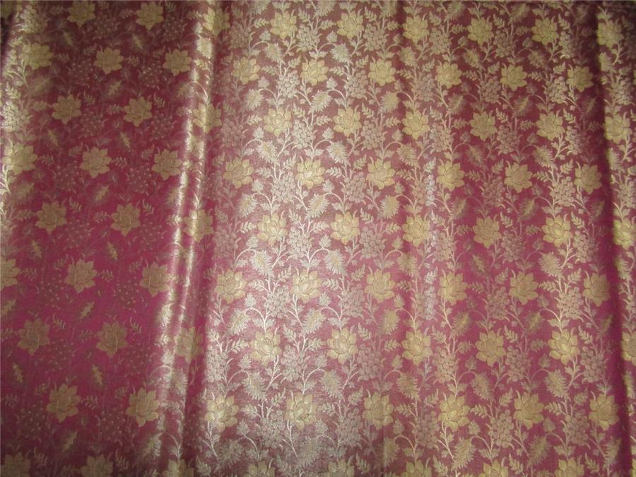 Silk Brocade Fabric aubergine x gold color 44&quot;