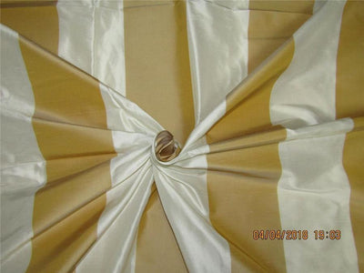 Silk Dupioni Stripe Fabric Ivory &amp; gold 54"wide DUPS59[6]