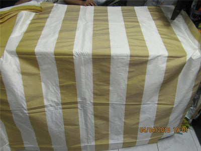 Silk Dupioni Stripe Fabric Ivory &amp; gold 54"wide DUPS59[6]