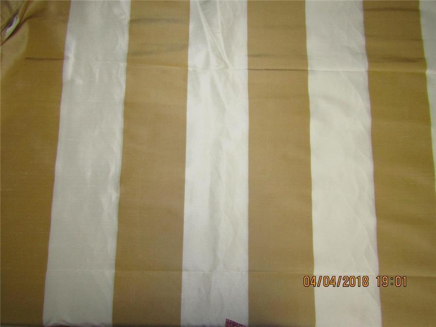 Silk Dupioni Stripe Fabric Ivory &amp; gold 54"wide DUPS59[6]