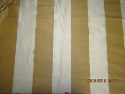 Silk Dupioni Stripe Fabric Ivory &amp; gold 54"wide DUPS59[6]