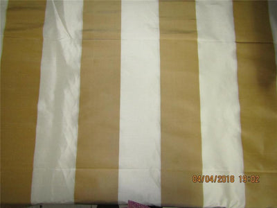 Silk Dupioni Stripe Fabric Ivory &amp; gold 54"wide DUPS59[6]