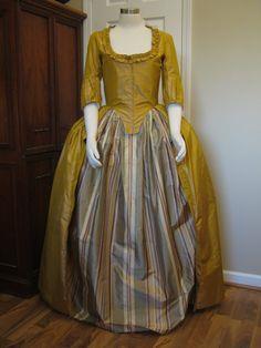 Silk Dupioni Stripe Fabric Ivory &amp; gold 54"wide DUPS59[6]