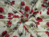 heavy polyester satin print red floral print 58&quot;
