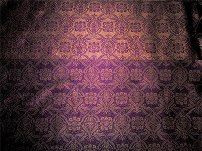 Reversible Brocade Fabric purple x gold color 44&quot;wide