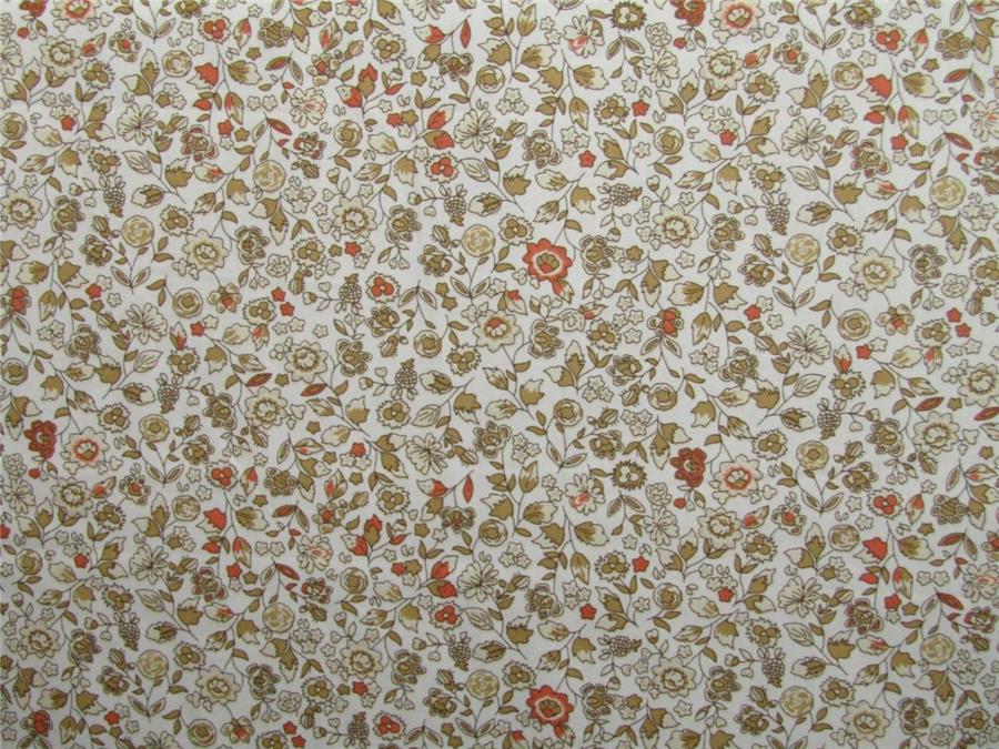 100% COTTON SATIN ivory &brown Color print 58&quot;  wide using Discharge Printing Method