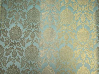 Brocade fabric blueish green x metallic gold color 44&quot;wide