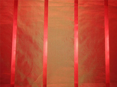 Silk Taffeta Fabric red x green satin stripes TAFS152[2] 54&quot; wide