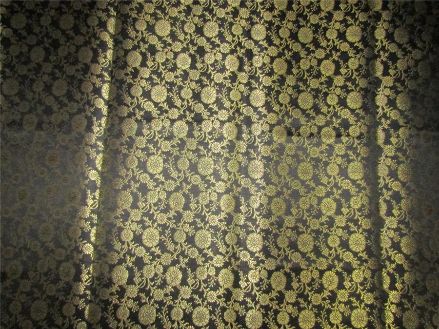 Brocade fabric black x metallic gold color 44" wide Bro612[5]