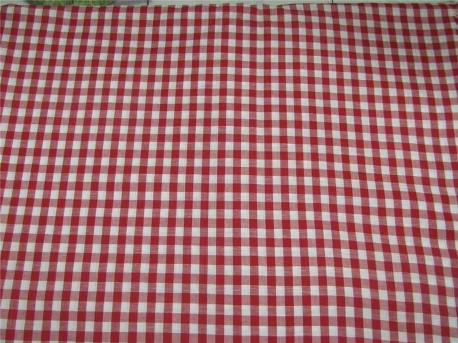 100% Cotton Yarn Dyed Checks red x white colour Mill Made 58" wide [8763]