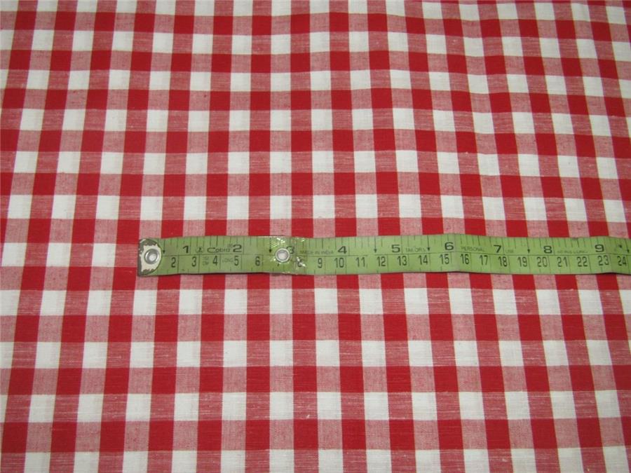 100% Cotton Yarn Dyed Checks red x white colour Mill Made 58" wide [8763]