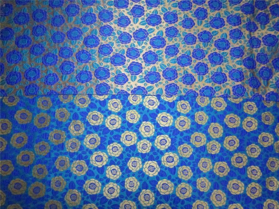 Reversible Brocade fabric turquoise/royal blue x gold color 46" wide BRO612[3]