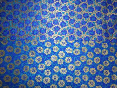 Reversible Brocade fabric turquoise/royal blue x gold color 46" wide BRO612[3]