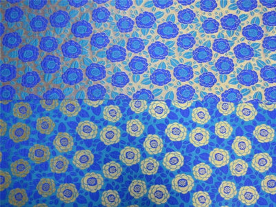 Reversible Brocade fabric turquoise/royal blue x gold color 46" wide BRO612[3]