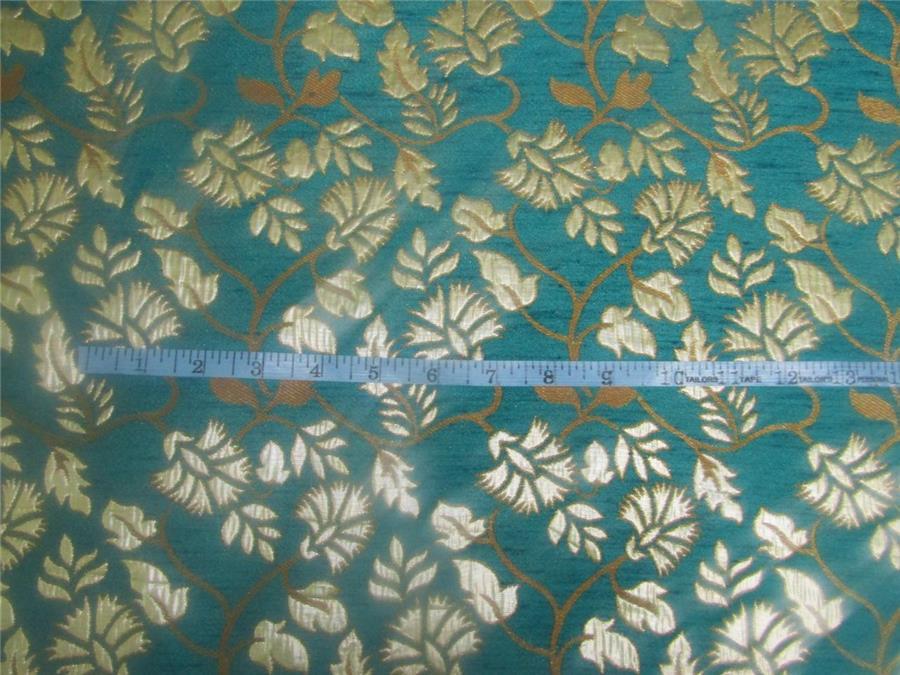 Reversible Brocade fabric Green x metallic gold color 44&quot; wide