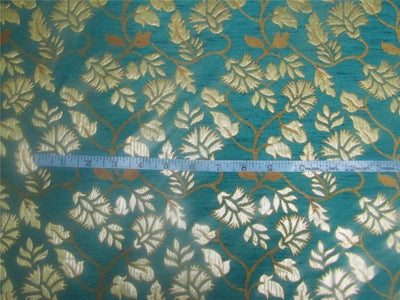 Reversible Brocade fabric Green x metallic gold color 44&quot; wide