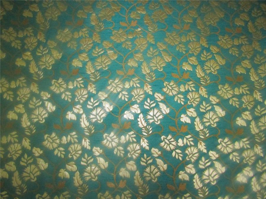 Reversible Brocade fabric Green x metallic gold color 44&quot; wide