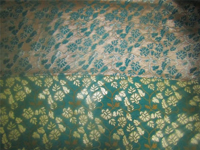 Reversible Brocade fabric Green x metallic gold color 44&quot; wide