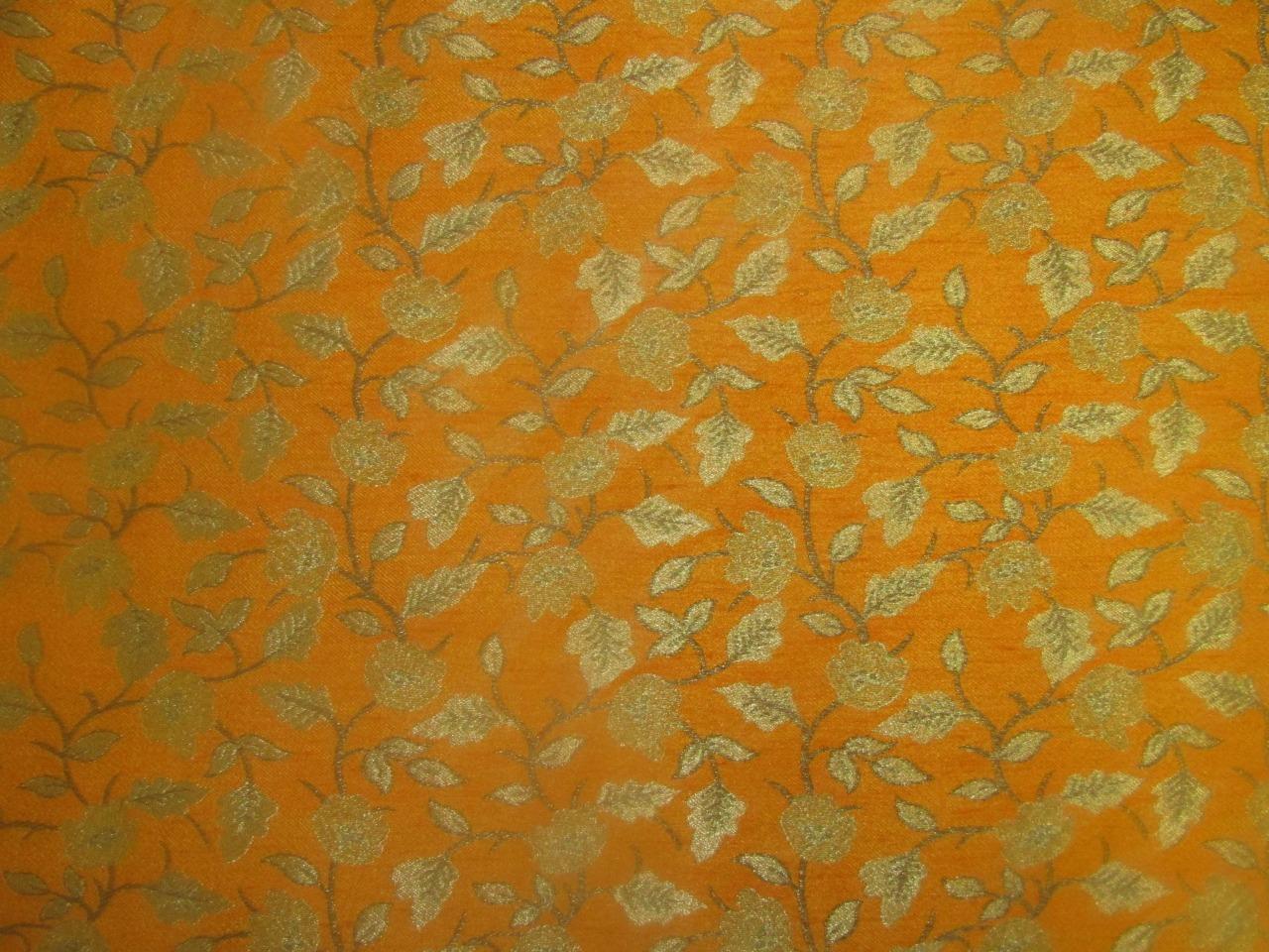 Brocade fabric mustard and gold Color 44&quot;