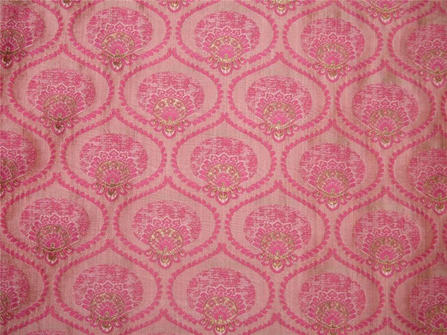 Brocade fabric Pink x metallic gold color 44&quot; wide
