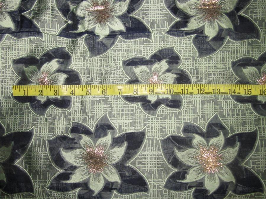 Brocade fabric navy /mint x metallic gold color 60&quot; wide Bro616[1]