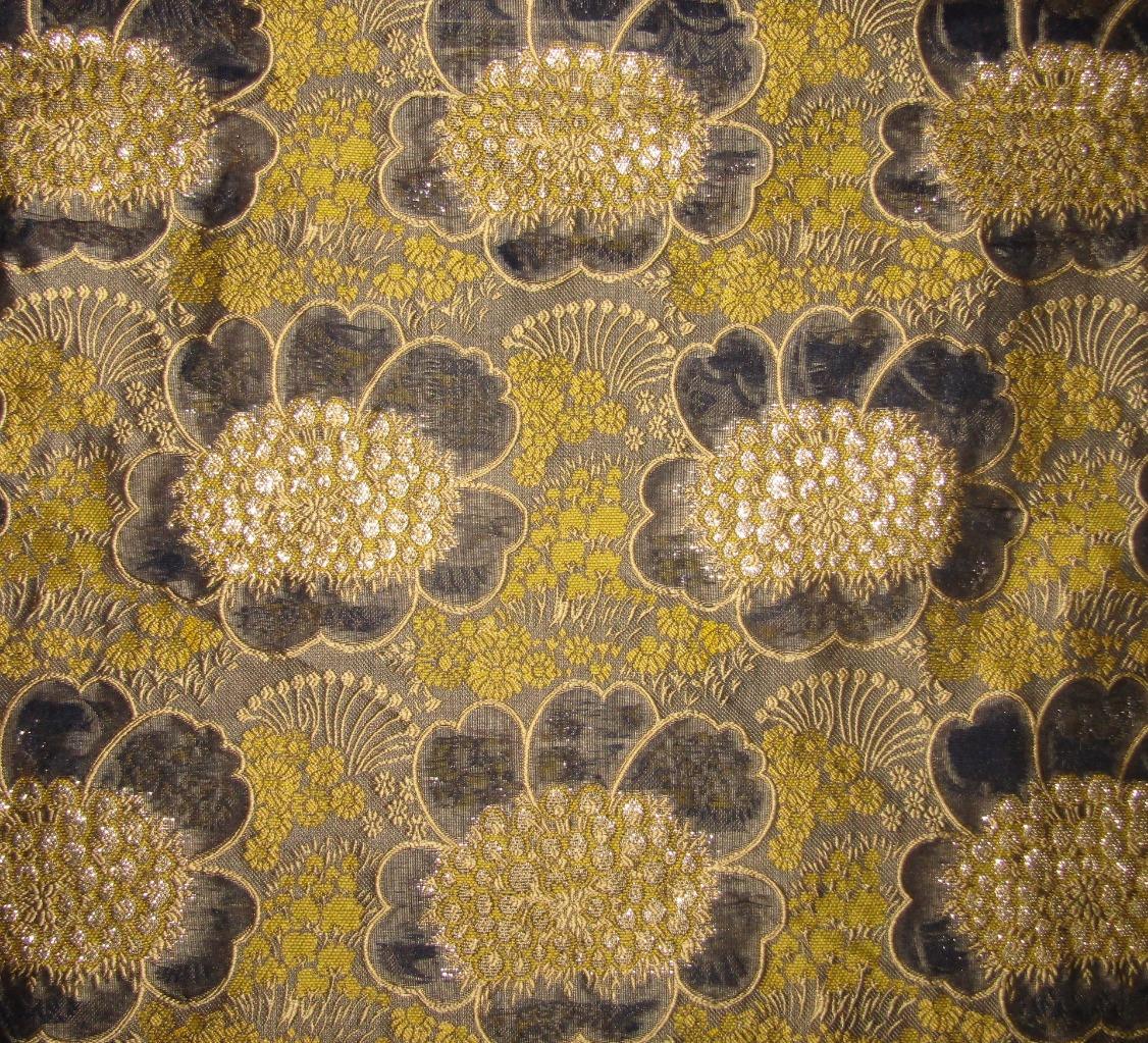 Brocade fabric navy x metallic gold color 60&quot; wide