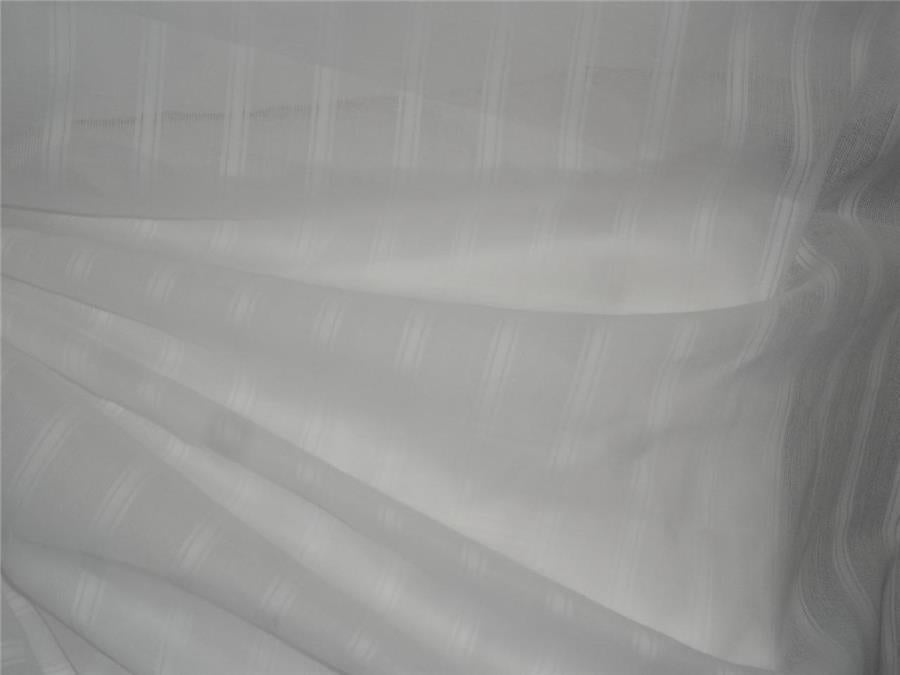 100% Cotton self stripe fabric white color 44" wide [8803]