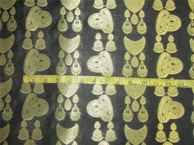 silk brocade fabric black x metallic gold 44&quot;wide