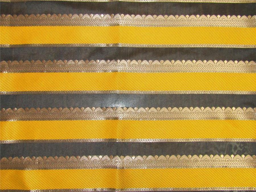 Brocade fabric yellow, balck x metallic gold 44&quot;wide