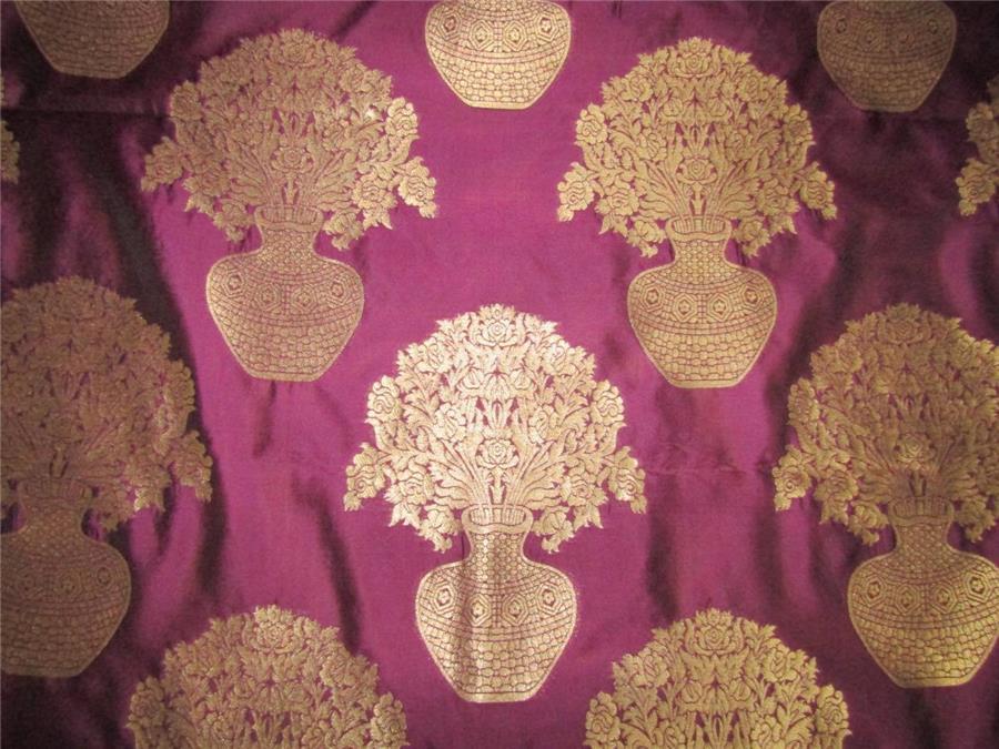 Brocade fabric AUBERGINE /METALLIC GOLD 44&quot;wide