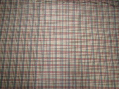 silk taffeta fabric Plaids pink / ivory / blue TAF#C56[1] 54&quot; wide