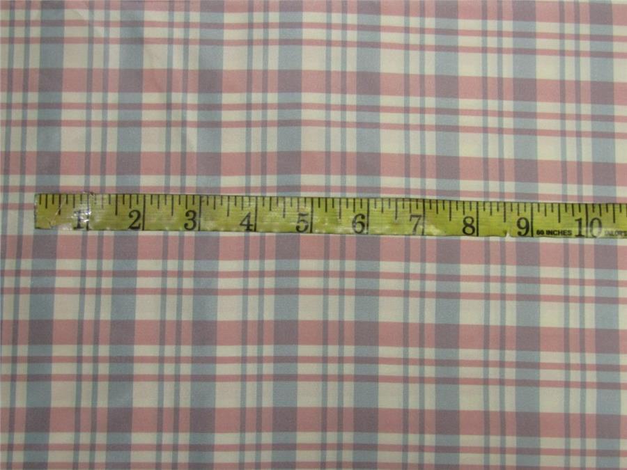 silk taffeta fabric Plaids pink / ivory / blue TAF#C56[1] 54&quot; wide