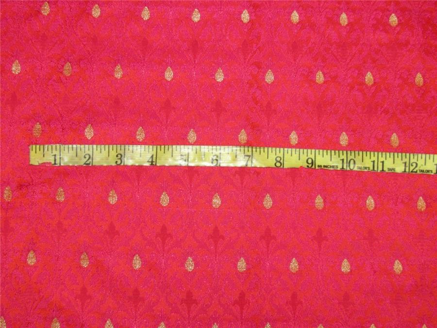 Brocade fabric bright orange /pink/metallic gold color 44&quot; Wide